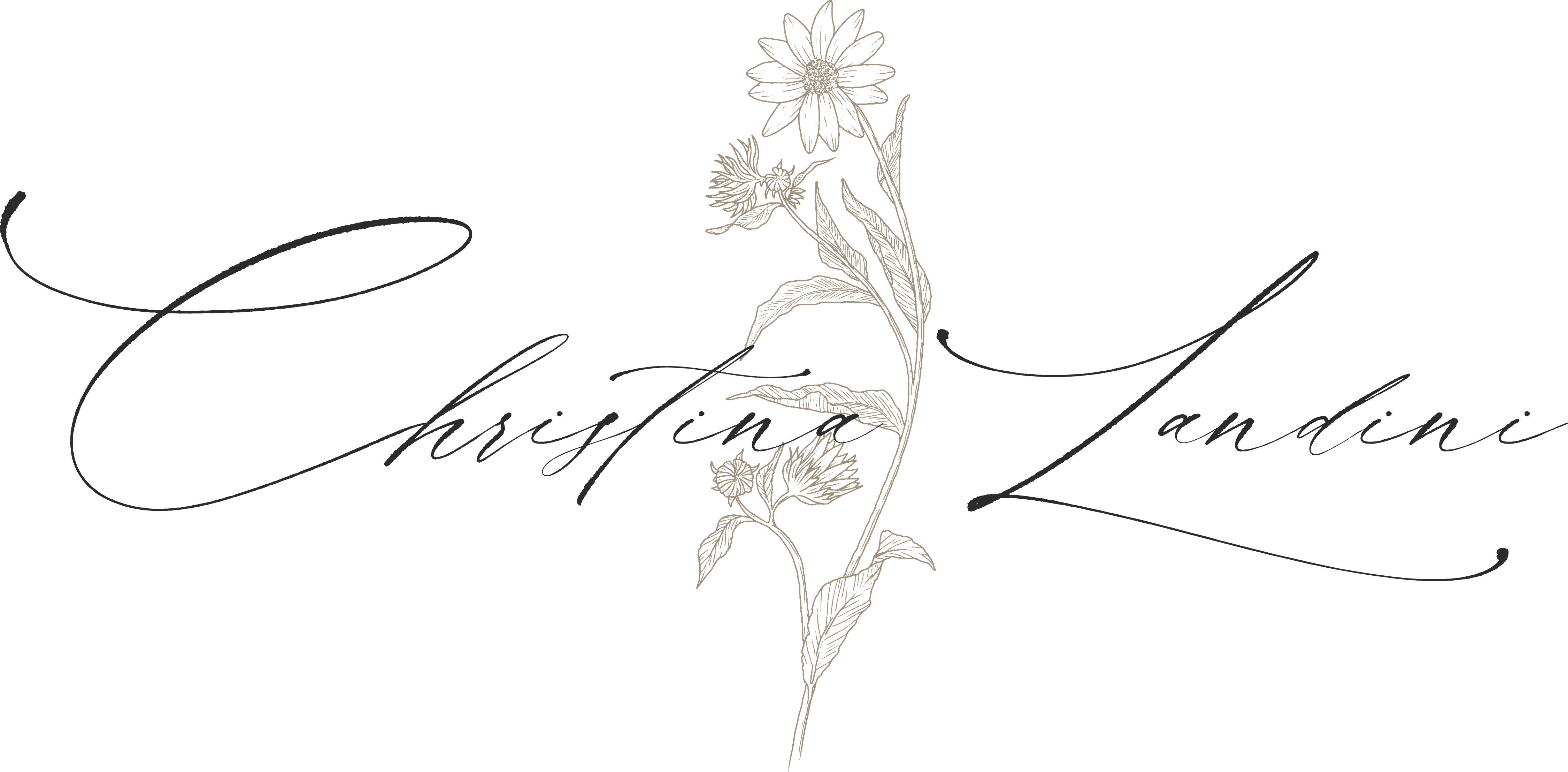 Christina Landini Photography Logo, with line art flowers